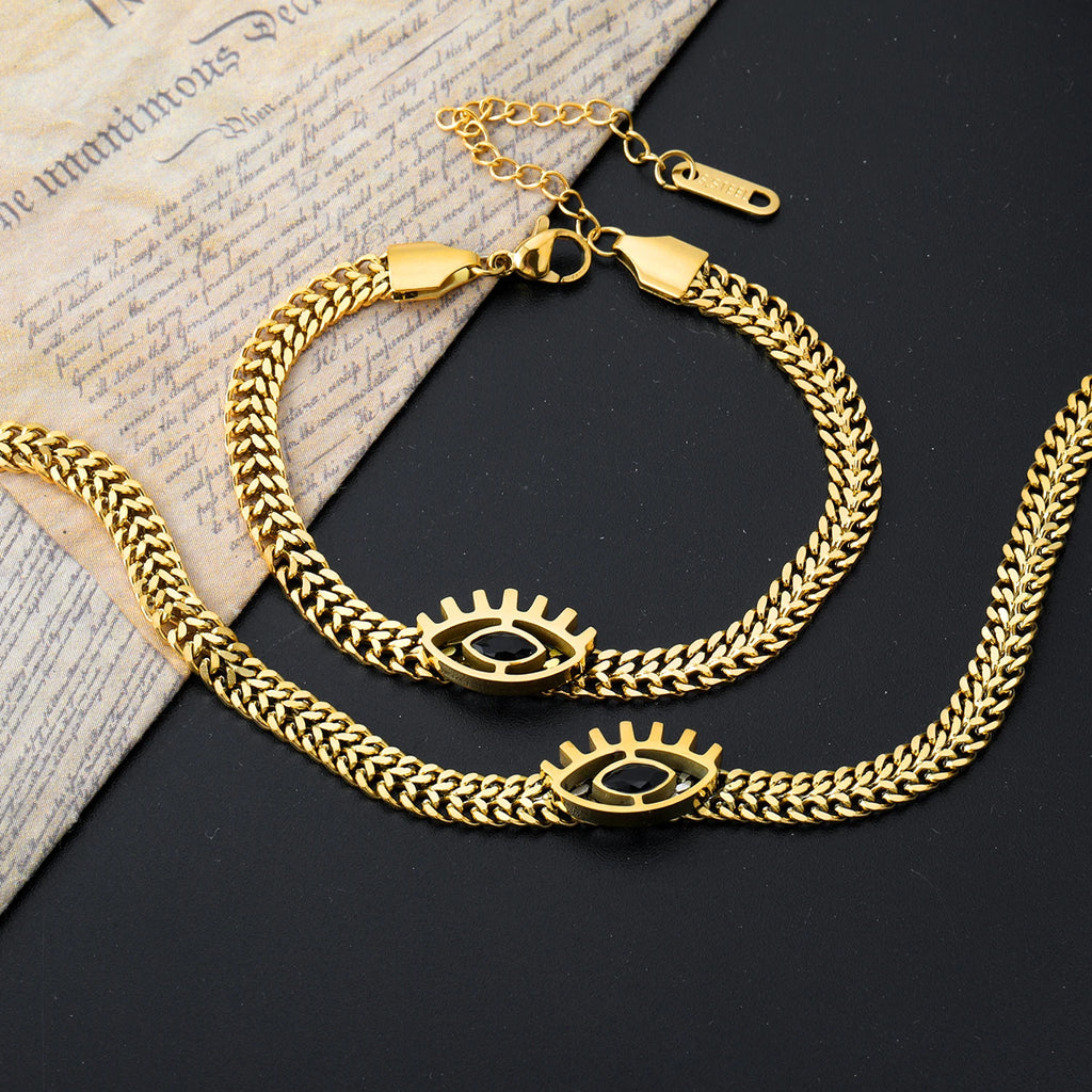 LUXUKISSKIDS Mode Kubische Liebe Herz Minimalistischen Schmuck Set Halskette Ohrringe Armbänder Edelstahl Frauen/Mädchen Zubehör