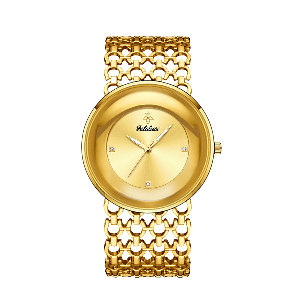 YaLaLuSi Damen-Quarzuhr Gold Luxus-Aktion Skelett-Armband-Design Box-Uhr Vergoldet