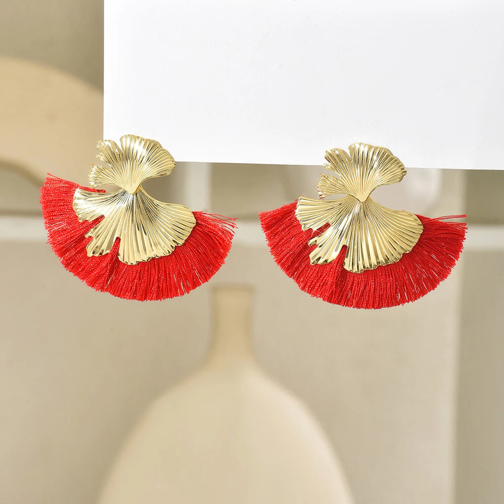 Mode Böhmen Lange Blätter Quaste Ohrringe für Frauen Ethnische Große Tropfen Ohrringe Aussage Ohrring Modeschmuck pendientes