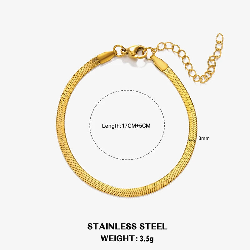 Heiße klassische Unisex flache Schlangenkette Halsband Halskette für Frauen Edelstahl Fischgrätenmuster Gold Silber Farbe Modeschmuck Geschenk