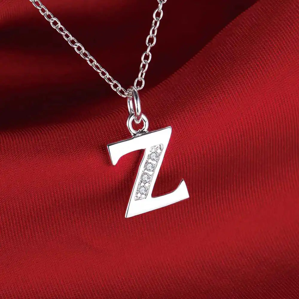 26 Buchstaben 925 Sterling Silber Halskette Anhänger Zirkon für Frauen exquisite Student Freundin Schmuck Zubehör Hochzeitsgeschenk