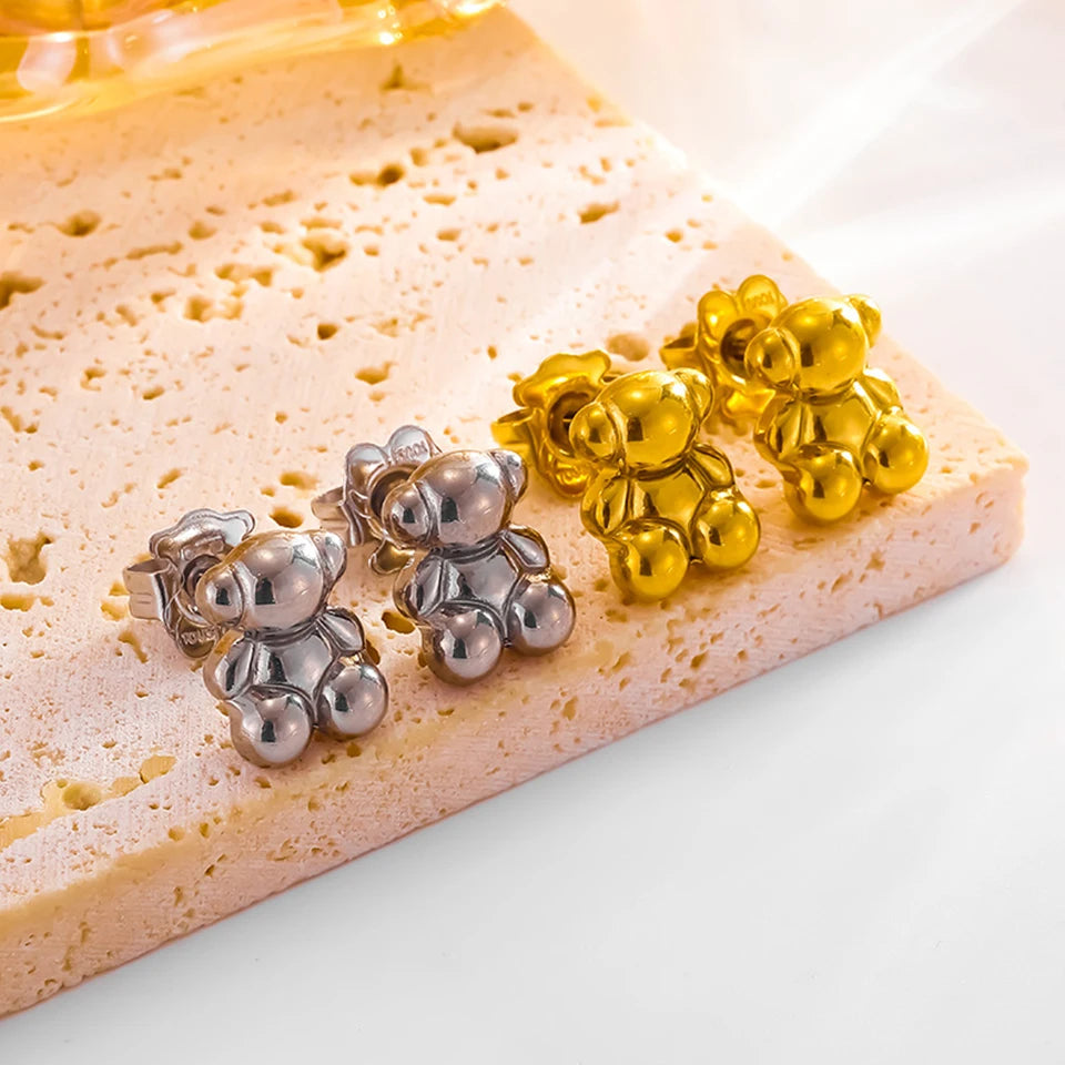 ZAKOL Glänzende Zirkon Teddybär Charm Tropfen Creolen für Frauen Mädchen Geometrische Chinesischen Stil Ohr Zubehör Schmuck Geschenk