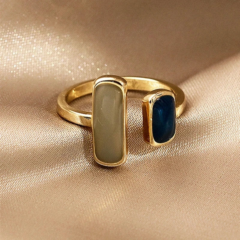 Neue Einstellbare Bunte Tropf Glasur Ring Frauen Mode Retro Geometrische Gold Farbe Metall Ringe Hochzeit Schmuck Geburtstag Geschenk