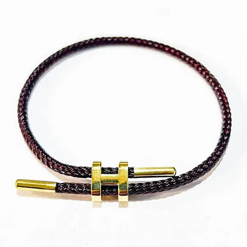 G&D Edelstahl vergoldetes einfaches H-förmiges verstellbares Hartseil-Armband, geeignet als Geschenk für den täglichen Gebrauch von Damen und Herren