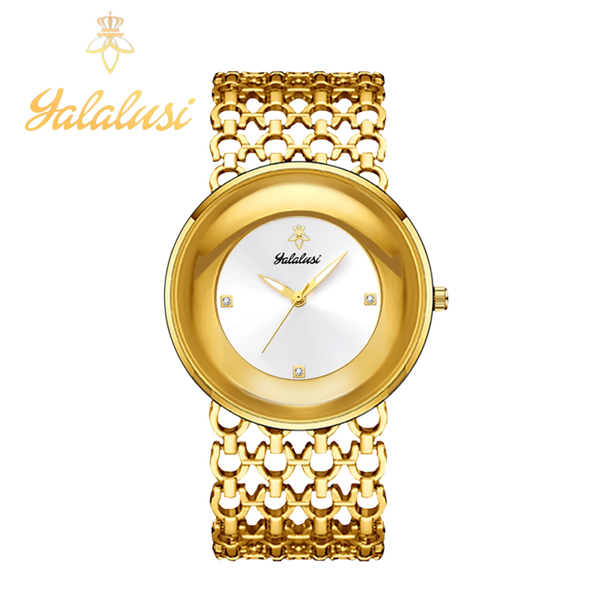 YaLaLuSi Damen-Quarzuhr Gold Luxus-Aktion Skelett-Armband-Design Box-Uhr Vergoldet