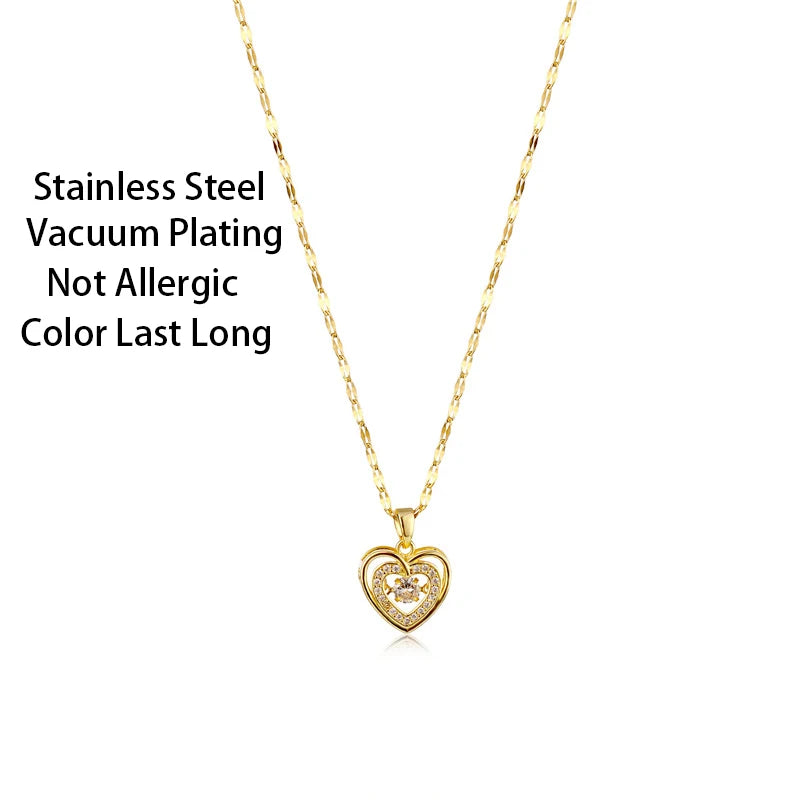 Nette Schlagen Herz Kristall Anhänger Halskette Für Frauen Koreanische Mode Edelstahl Schlüsselbein Kette Weibliche Sexy Hochzeit Schmuck