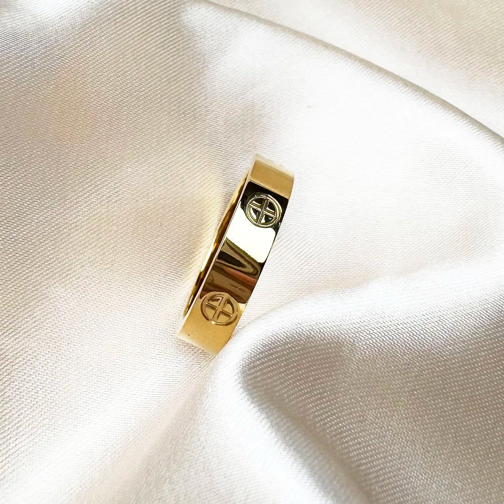 Luxusmarke, klassisches Kreuz mit Stein, Edelstahlring für Mädchen und Frauen, Paarringe für Hochzeit, Geburtstag, Geschenk, verblasst nicht