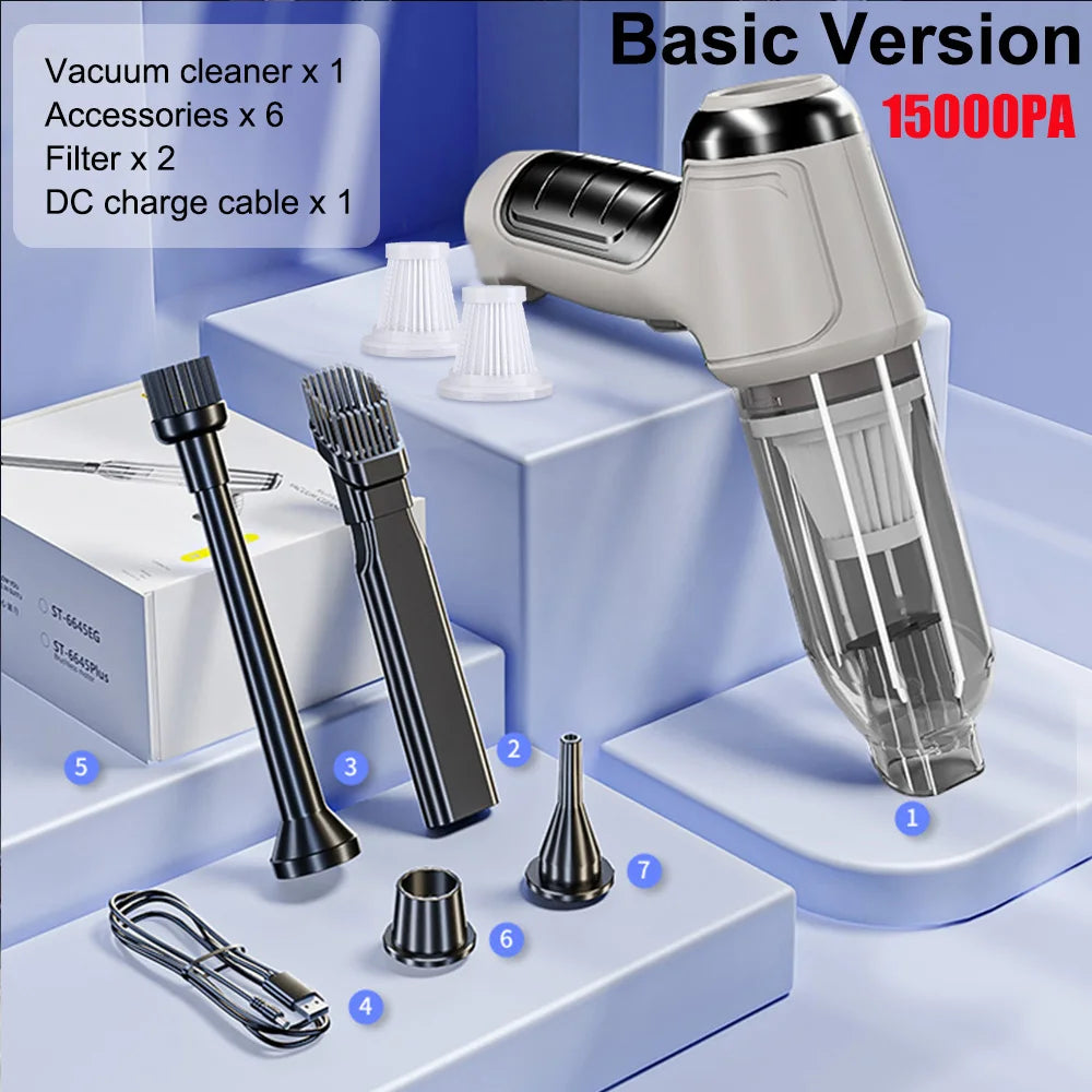 Kabelloser Auto- & Handstaubsauger 2-in-1 | Starke Saugkraft bis 95.000 PA