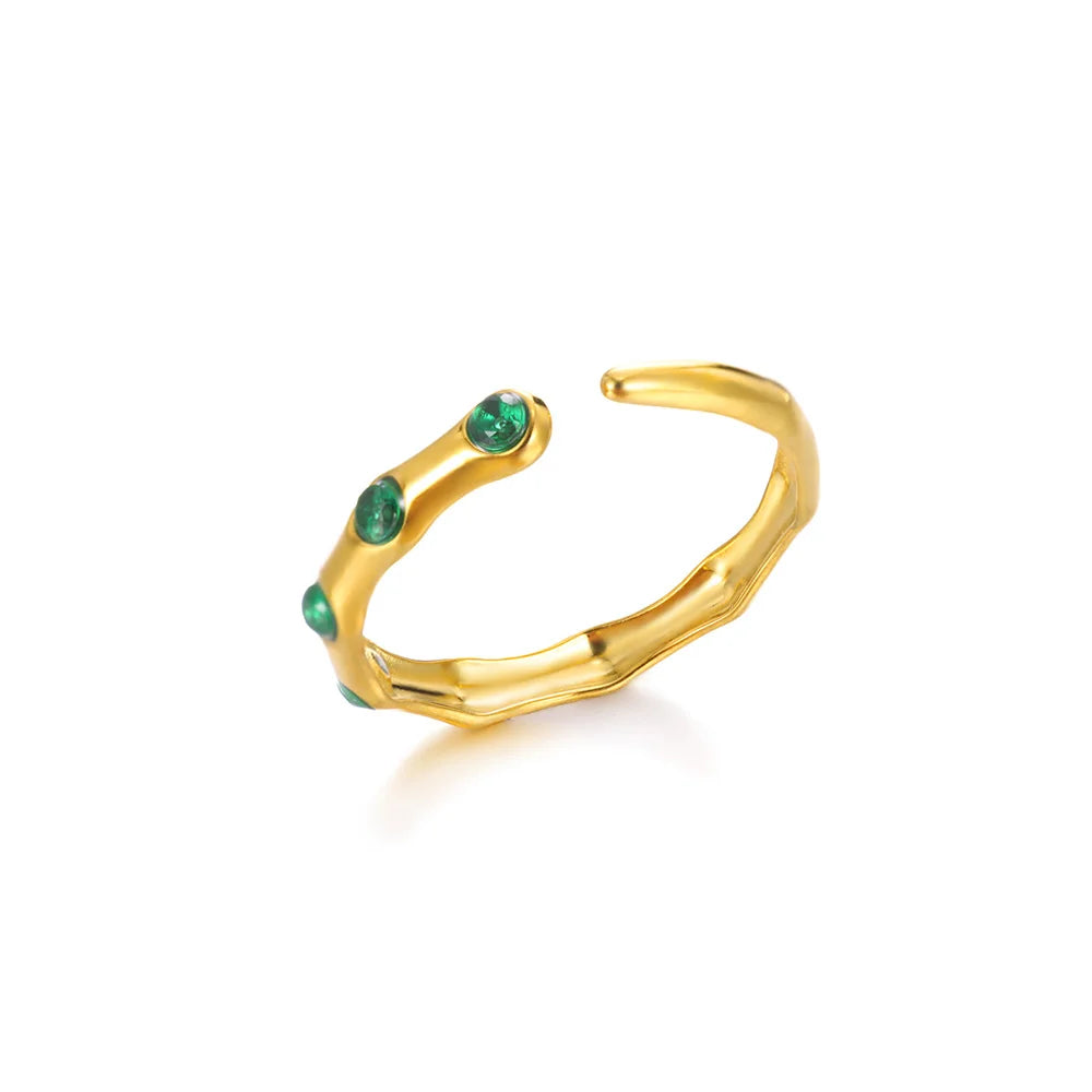 Bunte Zirkon Ringe Für Frauen Gold Farbe Edelstahl Farbige Zirkonia Ring Luxus Mode Hochzeit Schmuck Geschenk