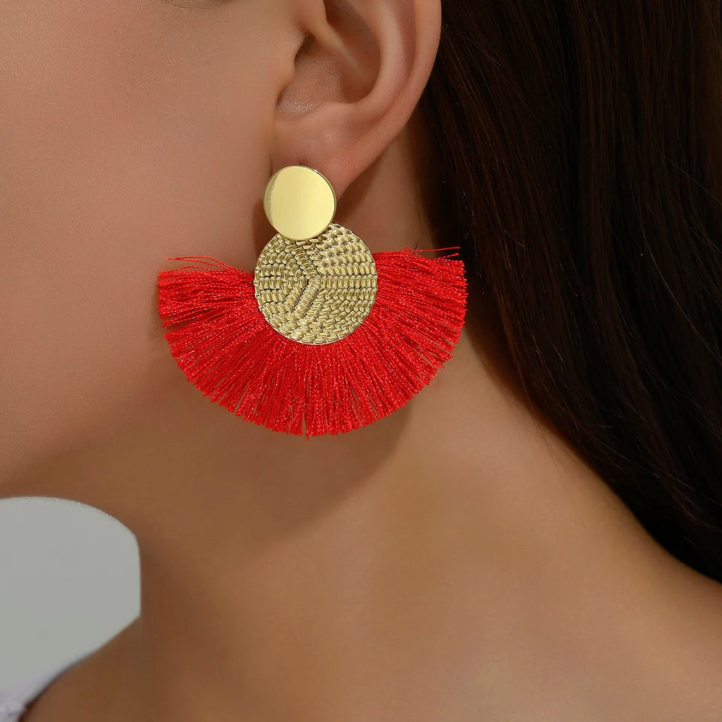 Mode Böhmischen Große Quaste Baumeln Weiße Fringe Weibliche Ohrringe Tropfen Ohrringe für Frauen Erklärung Hochzeit Schmuck