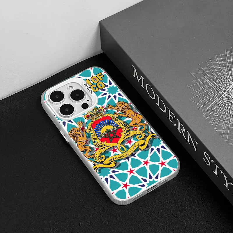 1pc Königreich Marokko Telefon Fall Telefon Fall IMD Farbe Silber Shell Für IPhone 16 15 14 13 12 11 pro Max Plus