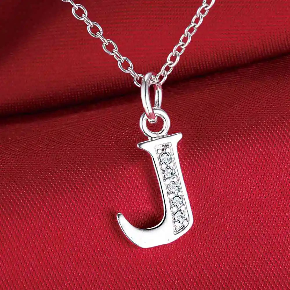 26 Buchstaben 925 Sterling Silber Halskette Anhänger Zirkon für Frauen exquisite Student Freundin Schmuck Zubehör Hochzeitsgeschenk