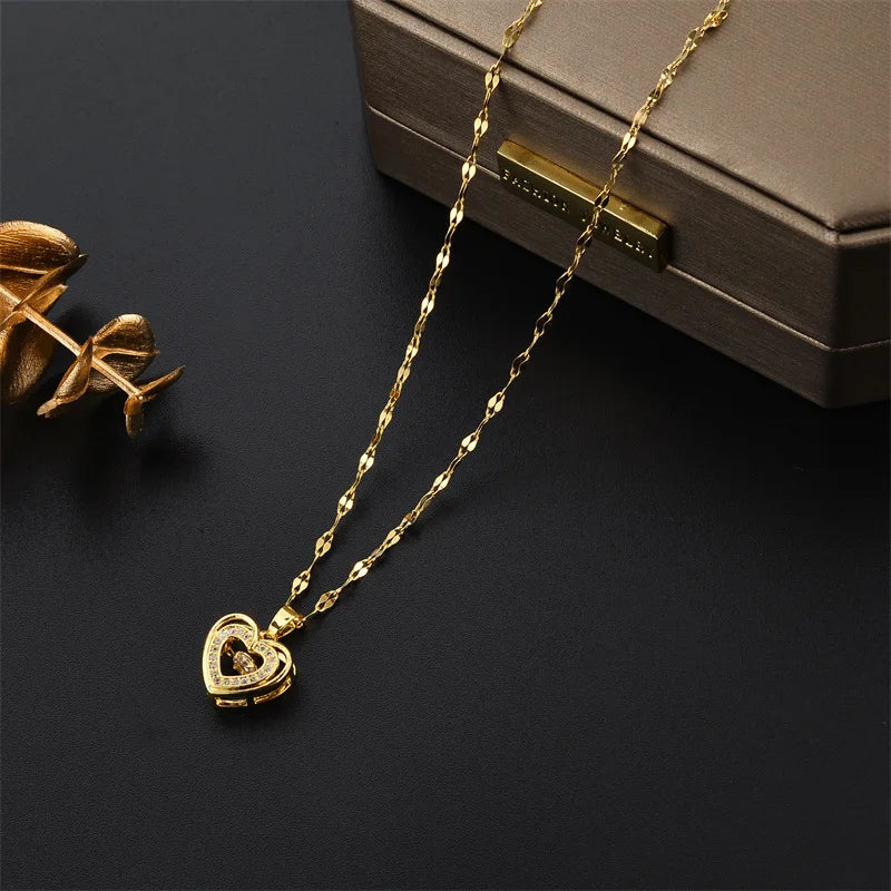 Nette Schlagen Herz Kristall Anhänger Halskette Für Frauen Koreanische Mode Edelstahl Schlüsselbein Kette Weibliche Sexy Hochzeit Schmuck