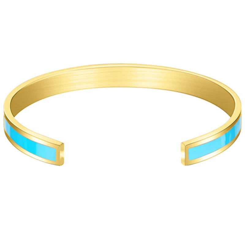 CARLIDANA Trendy Edelstahl Bunte Tropfen Öl Gold Farbe Überzogene Manschette Armreif für Frauen Schmuck Party Geschenk Drop Shipping