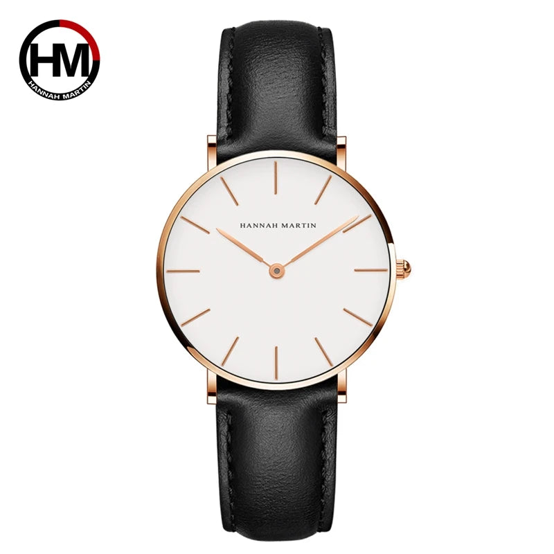 Hannah Martin Top Marke Luxus Uhren Frauen Edelstahl Mesh Gürtel Uhr Japan Quarzwerk Uhr Damen Armbanduhr