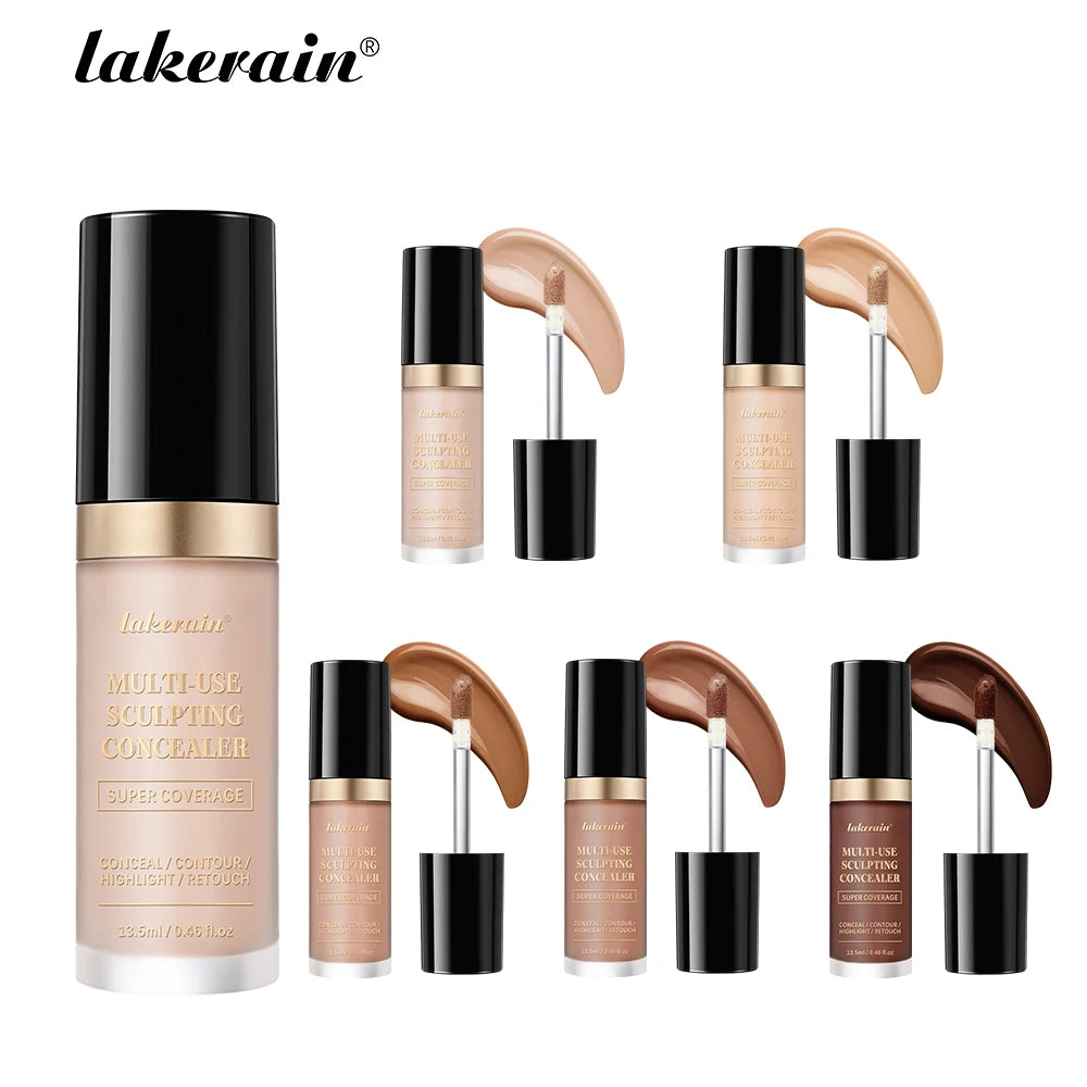 Lakerain 5-Farben-wasserfester Concealer, matt, hohe Deckkraft, ölkontrollierende Grundierung für Aknenarben und Augenringe, Kosmetika