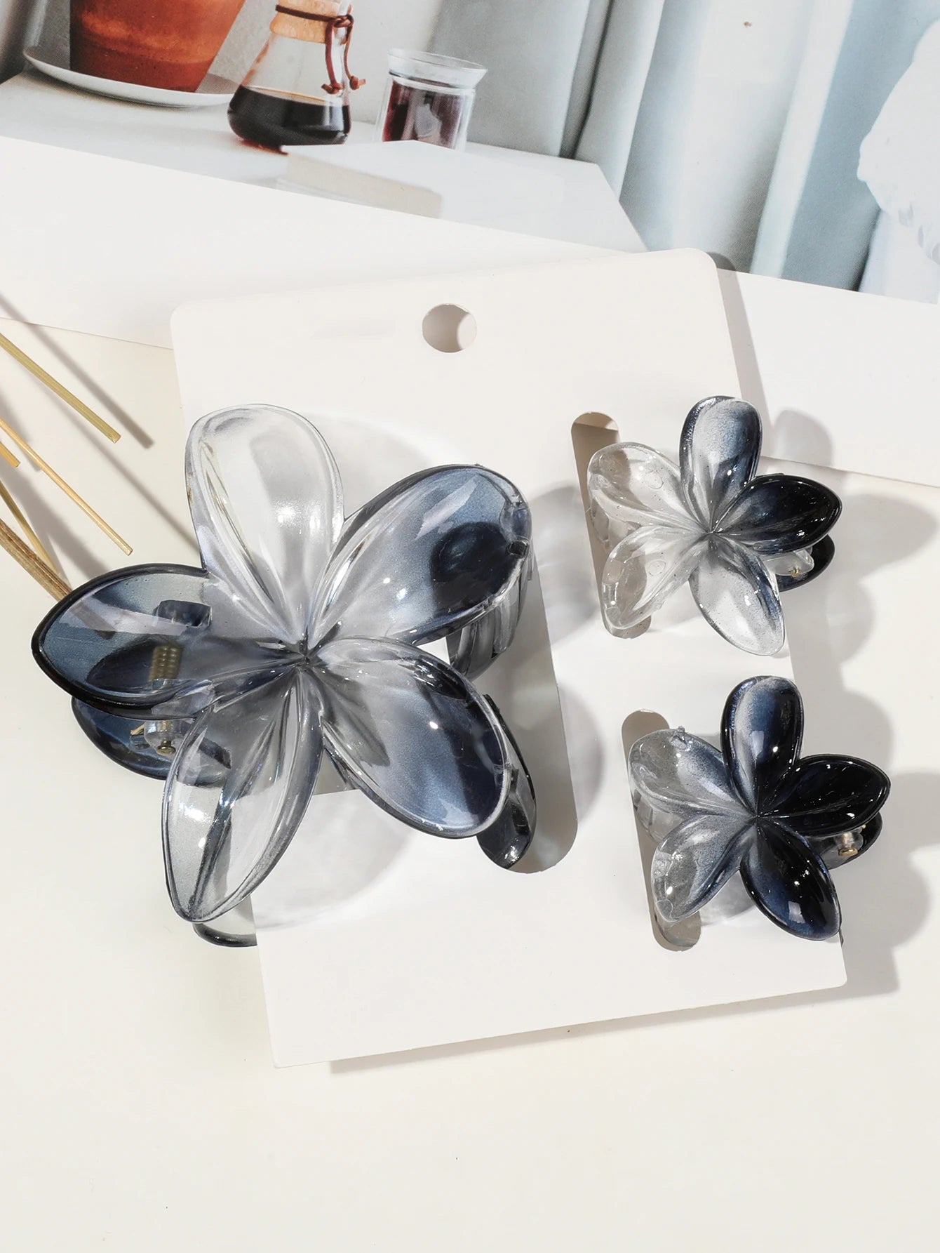 Hawaiianische Blumenkrallenklammern für Frauen, Blumen-Haarklammern mit Marmorader für dünnes Haar, süßer Strand-Haarschmuck