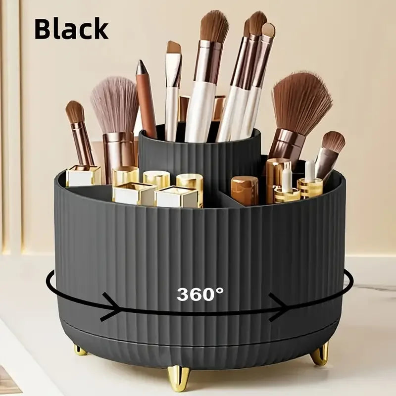 360 °   Rotierender 5-Slot-Make-up-Pinselhalter, Organizer, multifunktionale Schreibtischaufbewahrung, Kosmetikaufbewahrung für Waschtisch, Schreibtisch, Badezimmer