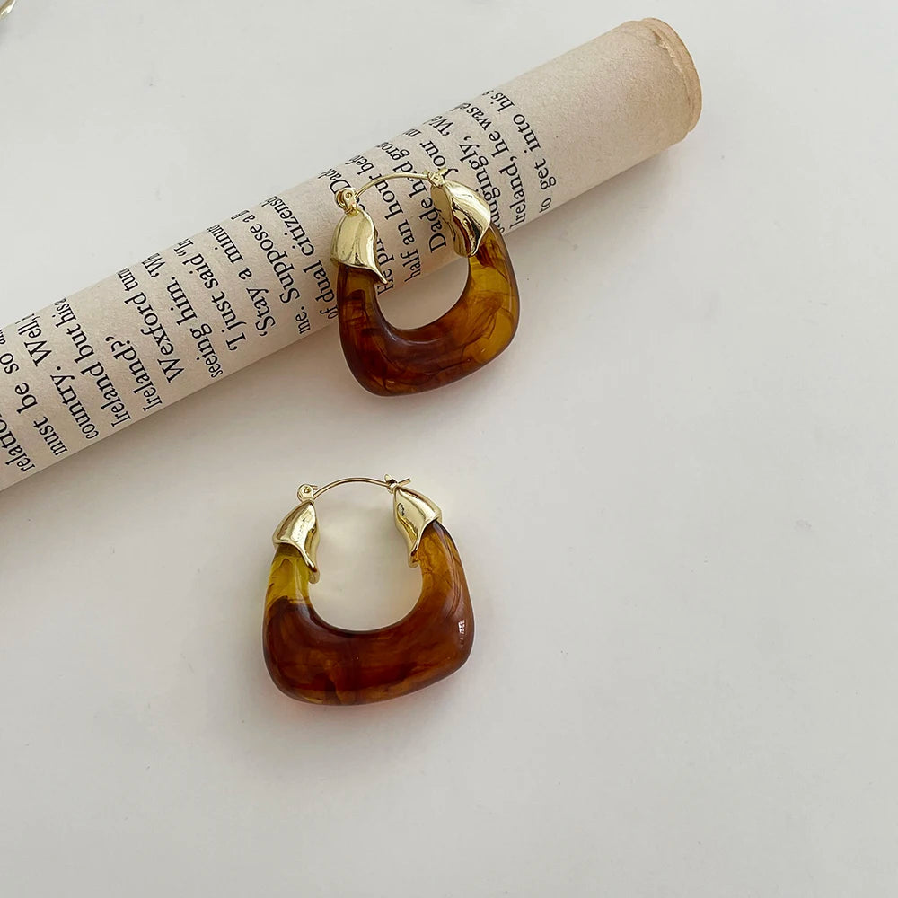 Vintage Tropft Öl U-förmigen Ohrring für Frauen Einfache Creolen Temperament Persönlichkeit Alle-passenden Schmuck Weibliche 2024