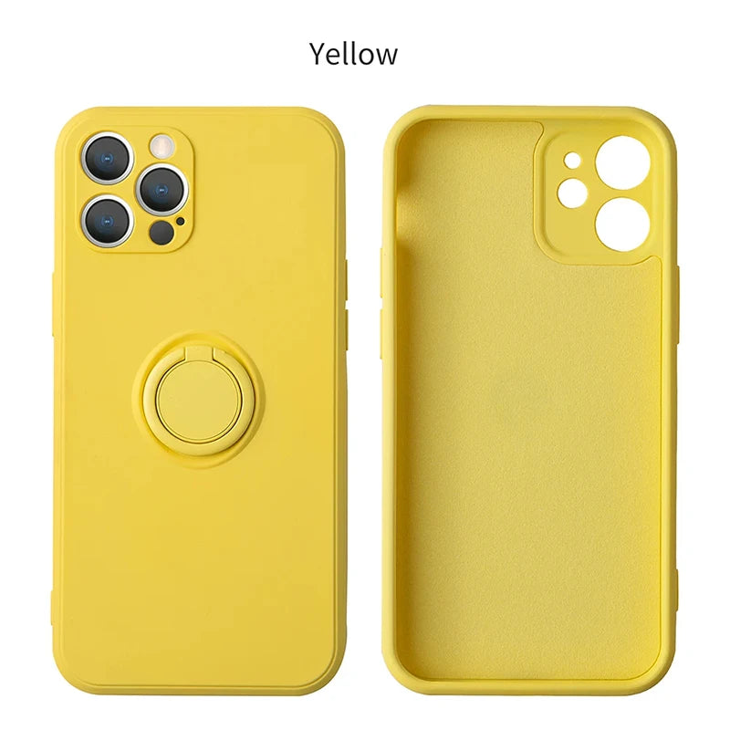Flüssiges Silikon, magnetische Halterung, Ring-Telefonhüllen für iPhone 15 14 13 12 11 Pro Max Mini X XS XR 8 7 Plus, stoßfeste Rückseite