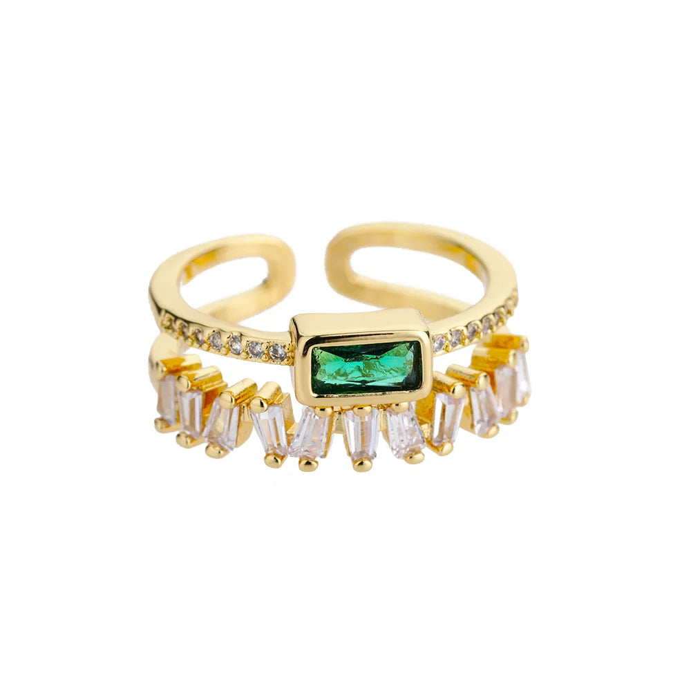 Bunte Zirkon Ringe Für Frauen Gold Farbe Edelstahl Farbige Zirkonia Ring Luxus Mode Hochzeit Schmuck Geschenk