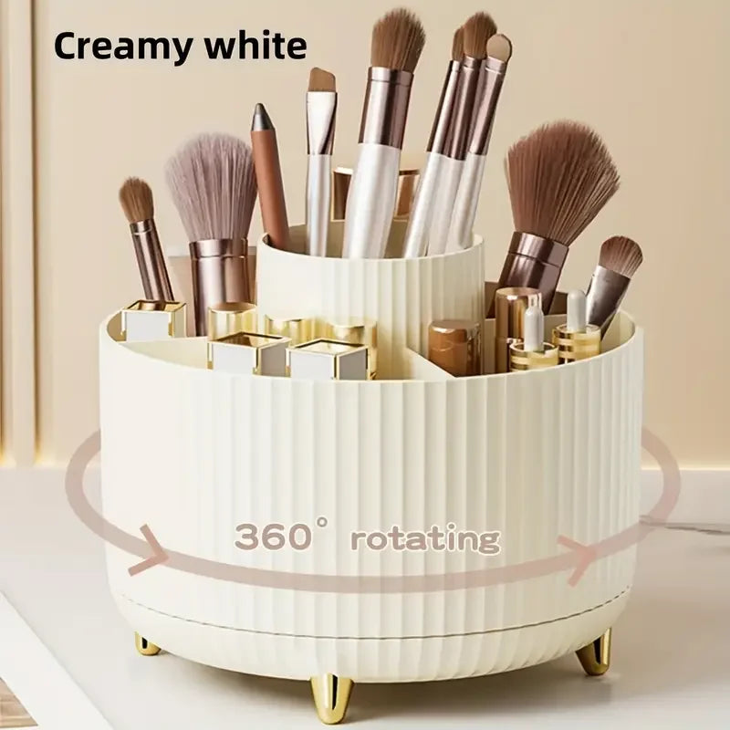 360 °   Rotierender 5-Slot-Make-up-Pinselhalter, Organizer, multifunktionale Schreibtischaufbewahrung, Kosmetikaufbewahrung für Waschtisch, Schreibtisch, Badezimmer