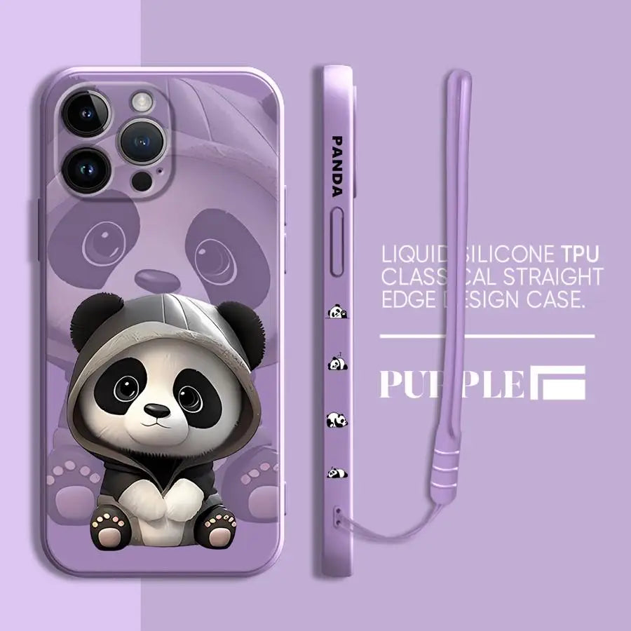 Süße Panda iPhone Hülle – Weiches Silikon Case – für iPhone 7–16 Pro / 14 Pro Max / 15 Plus / SE / XR / XS Max / 12 Mini