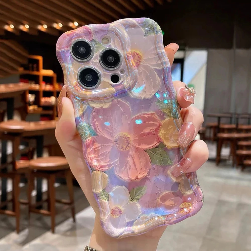 Retro-Ölgemälde iPhone Hülle – Luxuriöser Blumendruck, Stoßfest, für iPhone 11–16 Pro Max