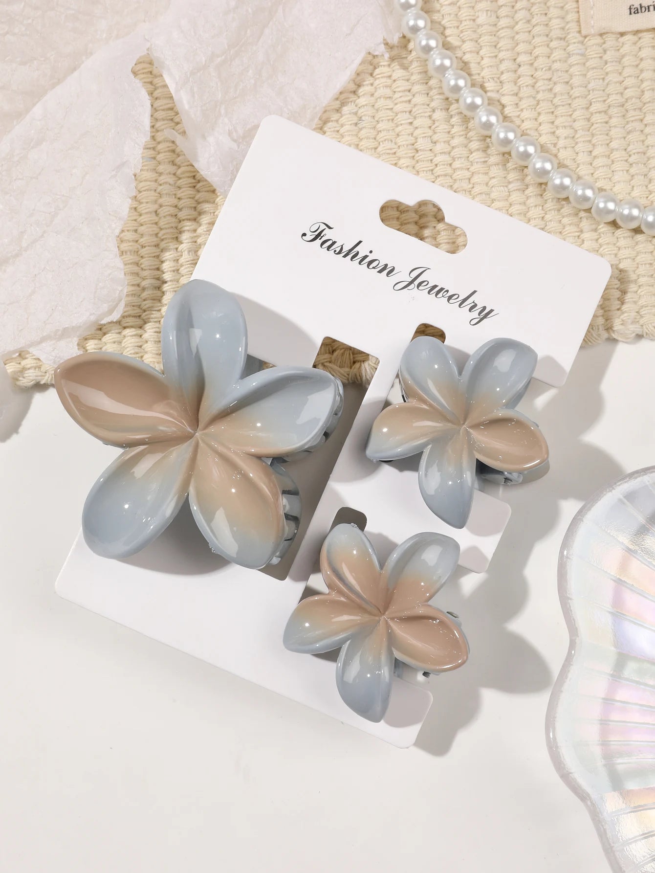 Hawaiianische Blumenkrallenklammern für Frauen, Blumen-Haarklammern mit Marmorader für dünnes Haar, süßer Strand-Haarschmuck