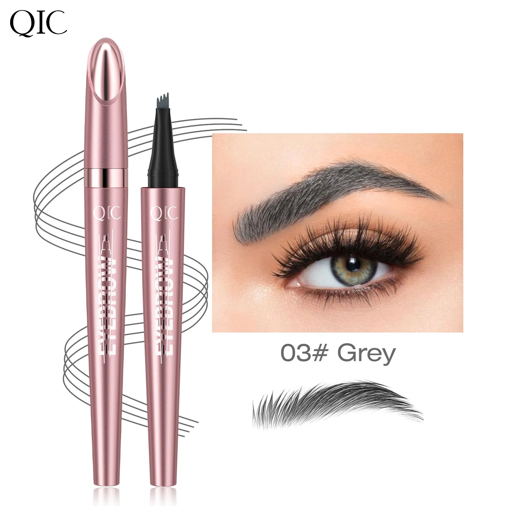 Augenbrauenstift mit 4 Gabelspitzen, 3D-Microblading, wasserfest, dunkelbraun, natürliche Farbe, feiner Strich, magischer Augenbrauenstift, 2024, neue Damen