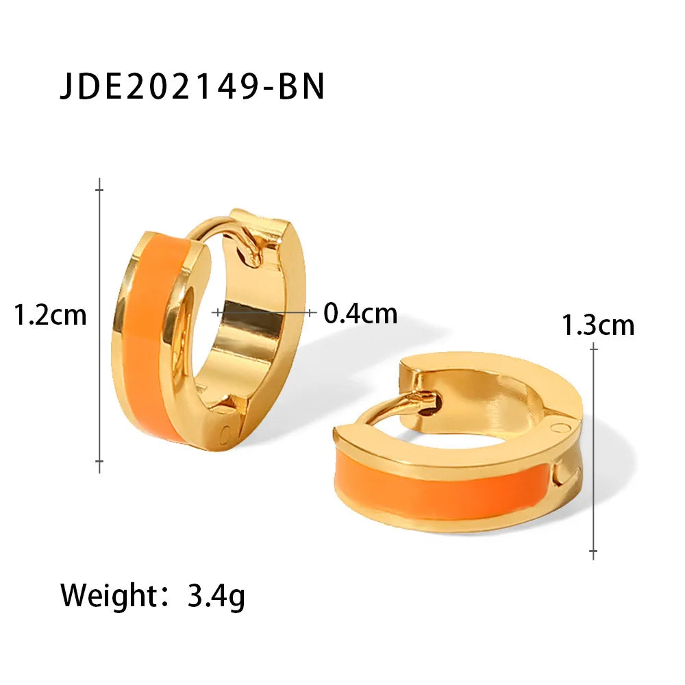 Glamour Jewelry Edelstahl tropfendes Öl schwarz weiß bunte Emaille-Creolen geometrische Emaille-Ohrstecker für Frauen