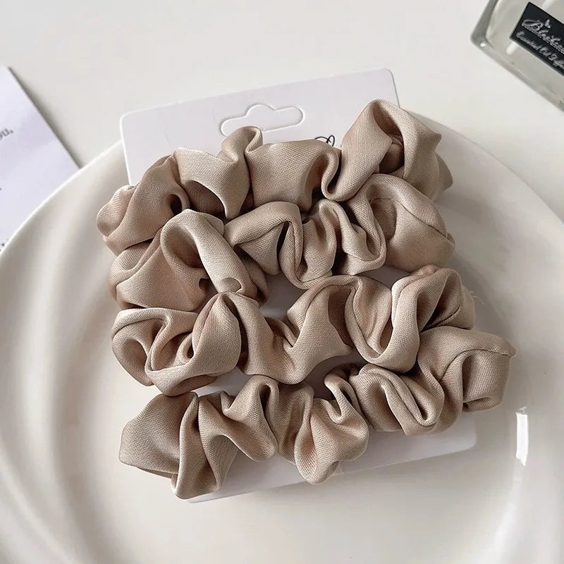 Satin Scrunchies für Frauen | Set Elastische Haarbänder