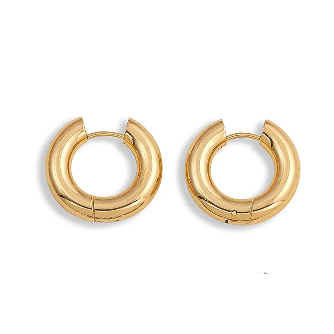 Mode CZ Zirkon Runde Huggie Creolen für Frauen Geometrische U Form Ohr Schnalle Hoops Vergoldet Edelstahl Schmuck