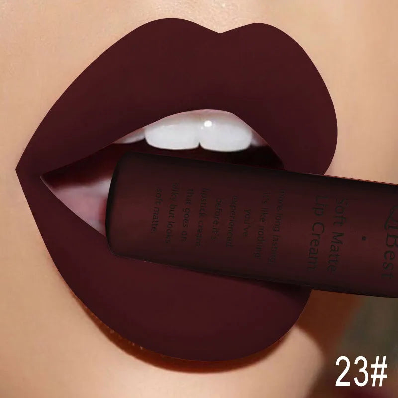 QIBEST Sexy Samt Matte Lip Gloss Flüssigen Lippenstift Lipgloss Schönheit Rot Nude Wasserdicht Langlebig Lip Stain Make-Up Für Frauen