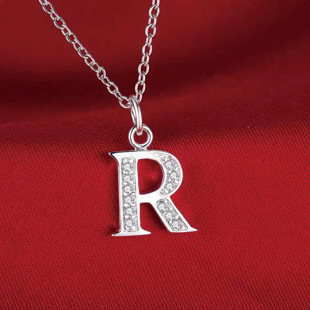 26 Buchstaben 925 Sterling Silber Halskette Anhänger Zirkon für Frauen exquisite Student Freundin Schmuck Zubehör Hochzeitsgeschenk