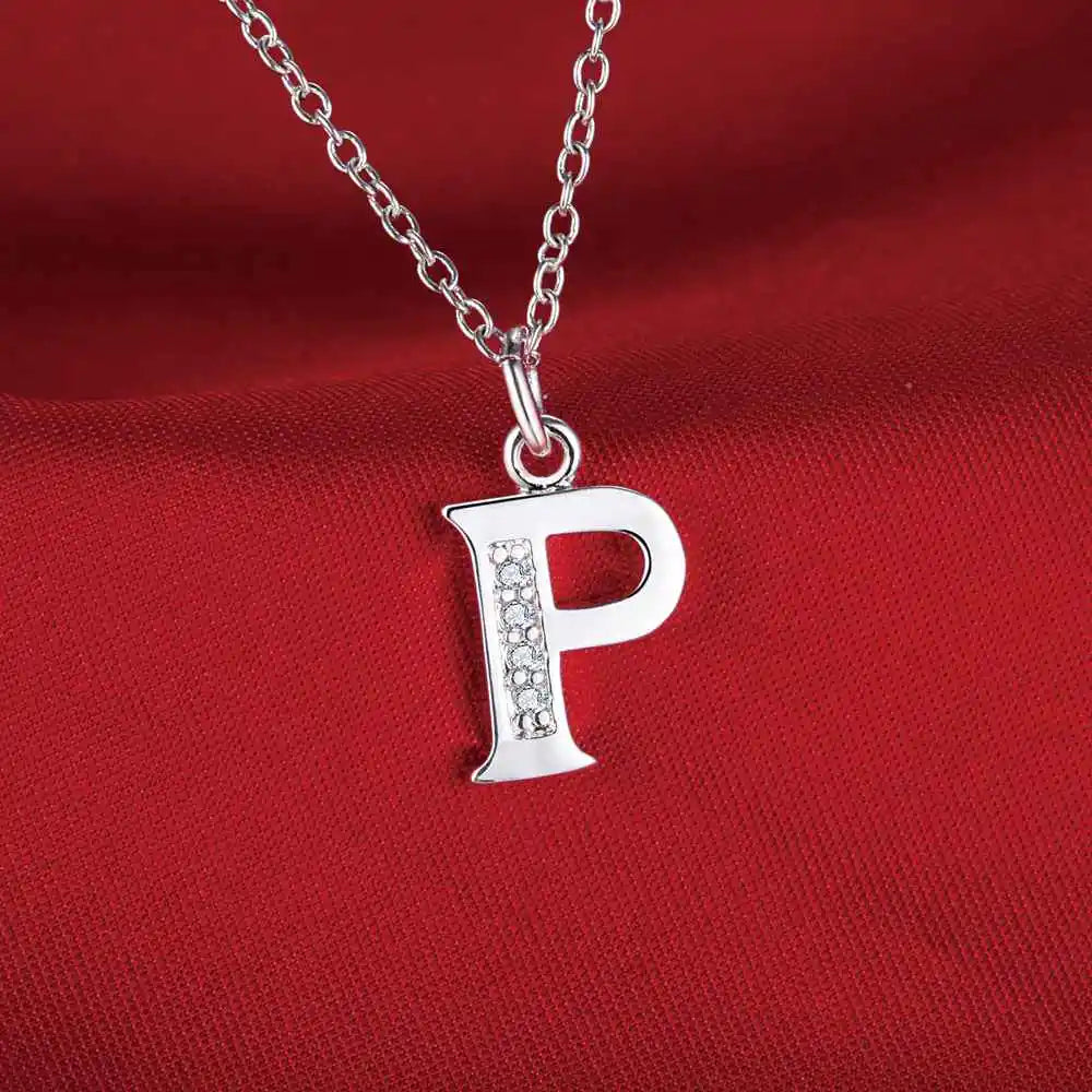 26 Buchstaben 925 Sterling Silber Halskette Anhänger Zirkon für Frauen exquisite Student Freundin Schmuck Zubehör Hochzeitsgeschenk