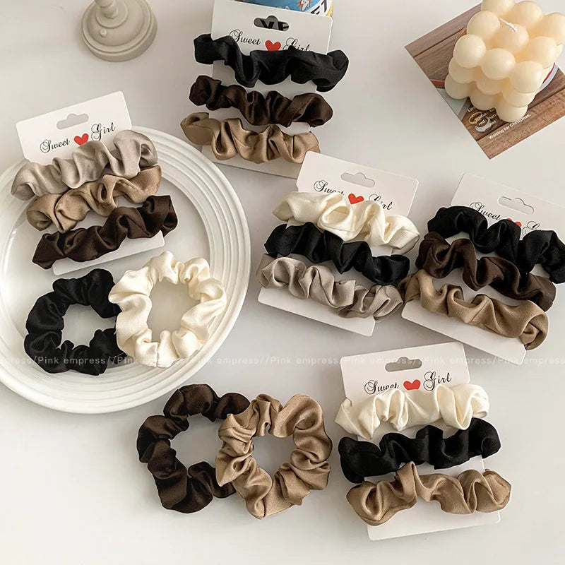 Satin Scrunchies für Frauen | Set Elastische Haarbänder