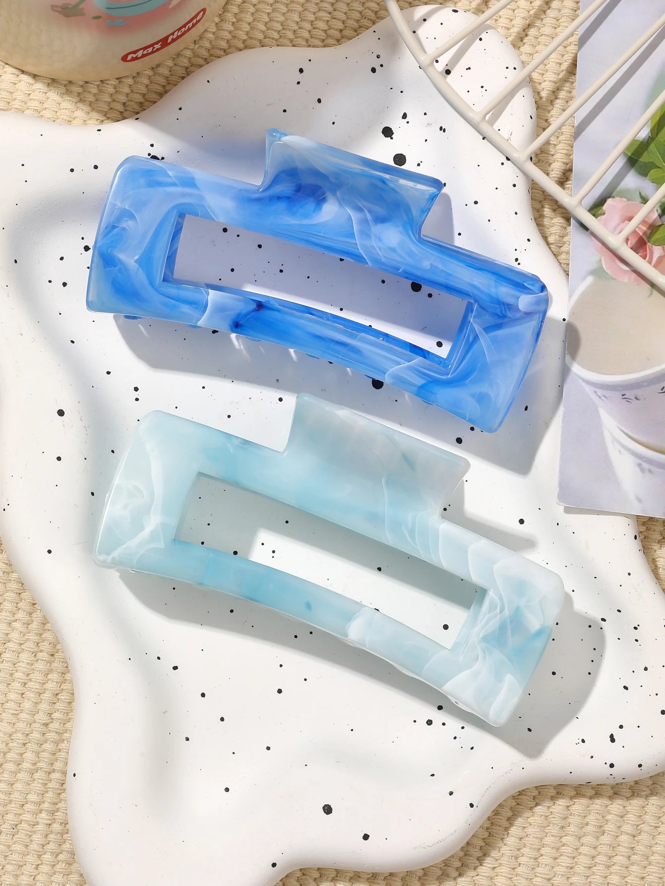 Große Marmor-Haarklammern 2er-Set – Starker Halt für dickes Haar