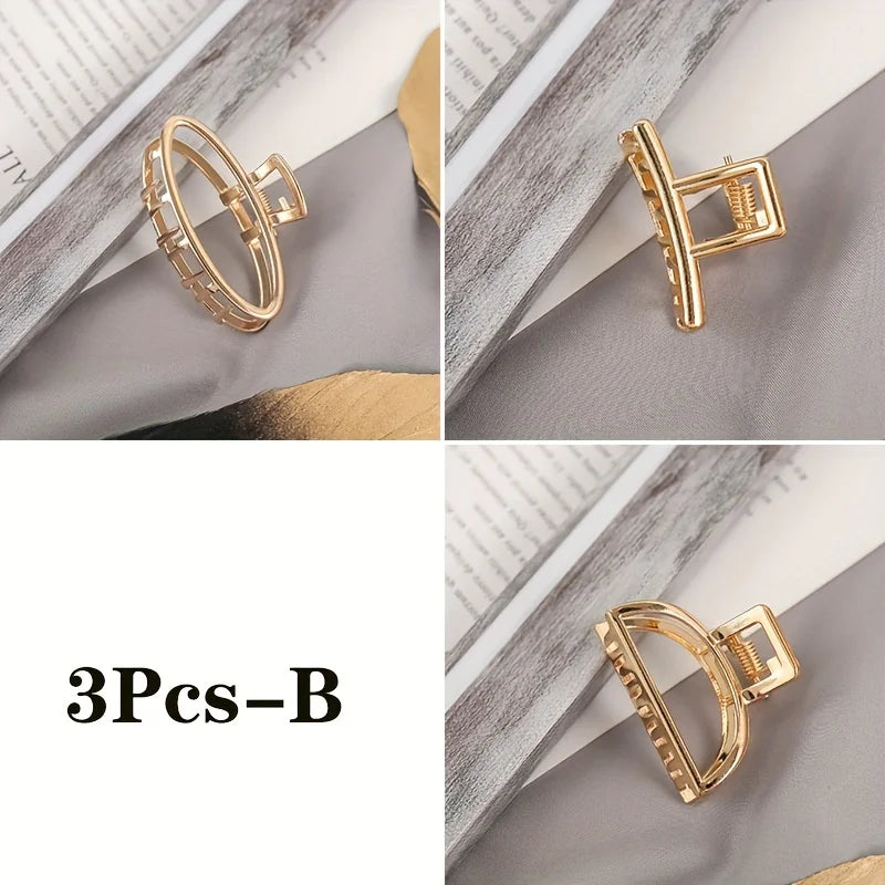 Mode Einfache Non Slip Mini Hohl Herz Metall Haar Klaue Clips Gold Geometrische Pony Barrettes Haar Kiefer Für Frauen Mädchen Täglich