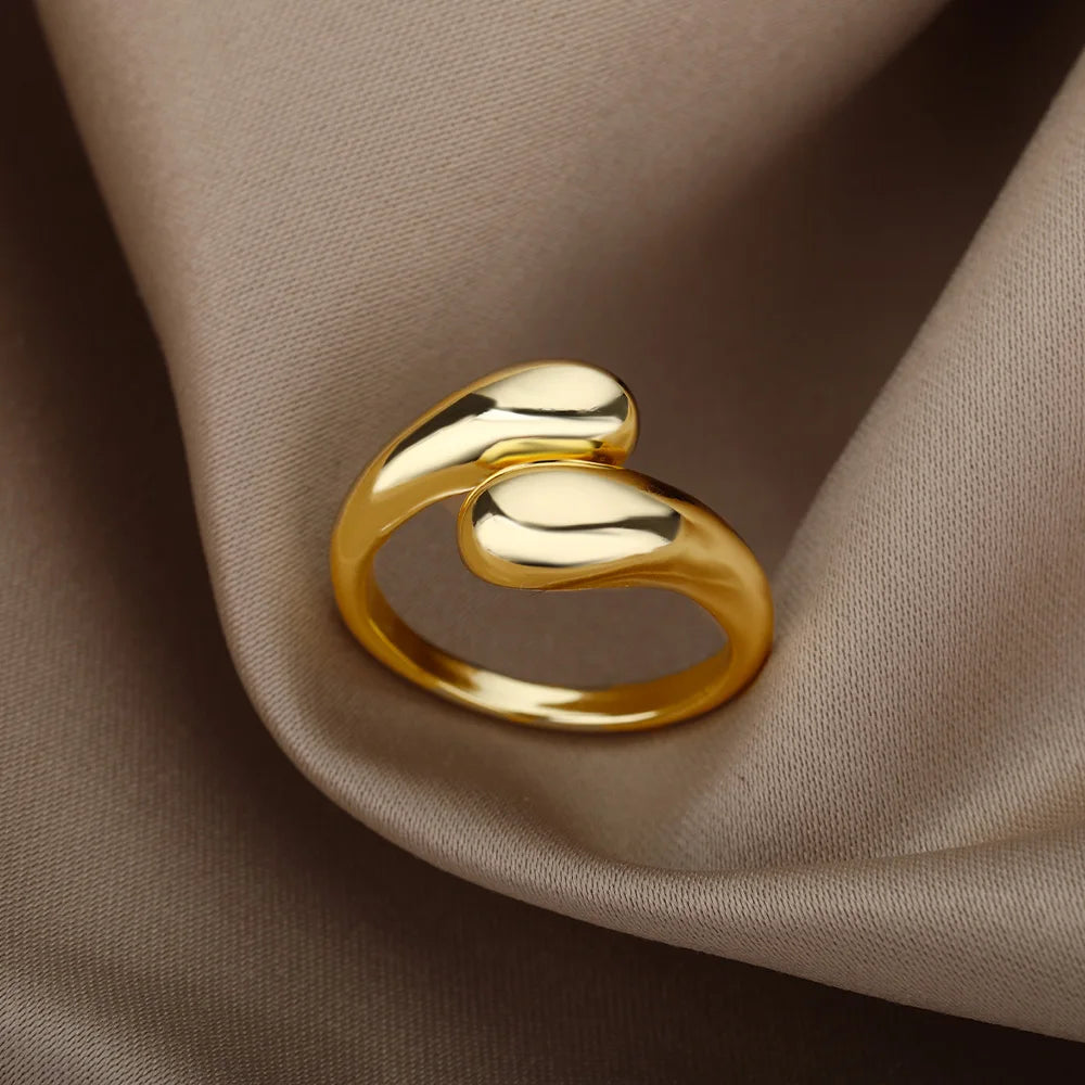 Edelstahl Ringe für Frauen Wasserdicht Offene Gold Farbe Ring Hochzeit Paar Band Schmuck Geschenke Kostenloser Versand Artikel anillos