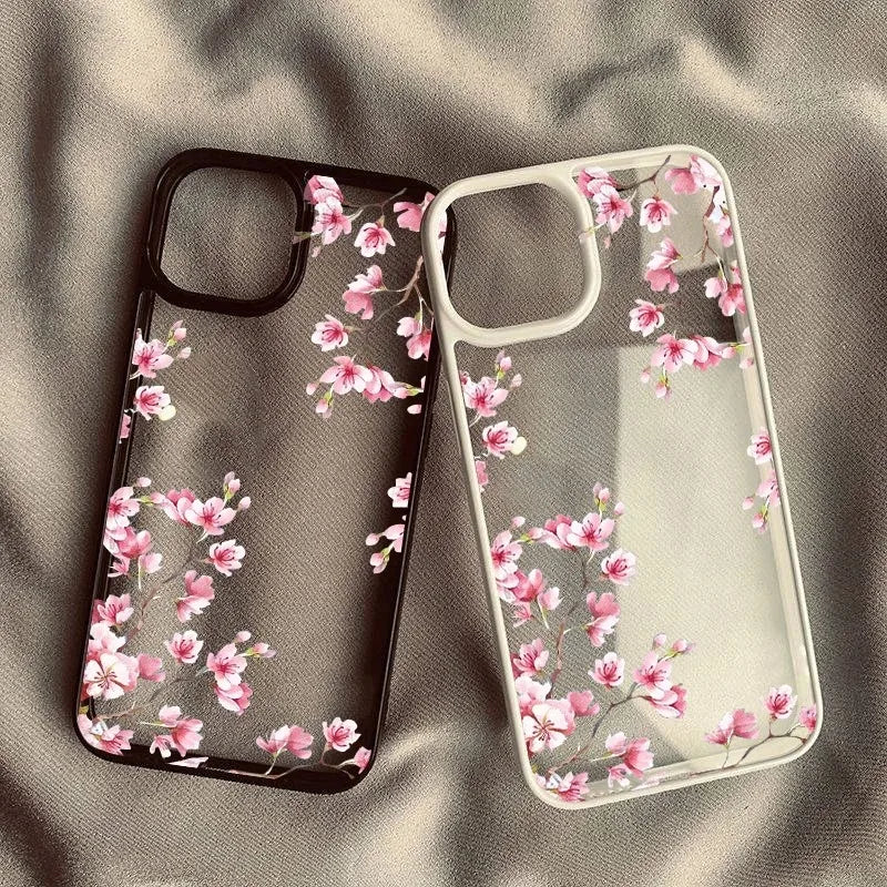 Rosa Magnolienblüten-Handyhülle für iPhone 17, 16, 15, 14, 11, 13, 12 Pro Max, 7 oder 8, SE, 17 Air Plum Blossom, stoßfeste, klare Hartschale