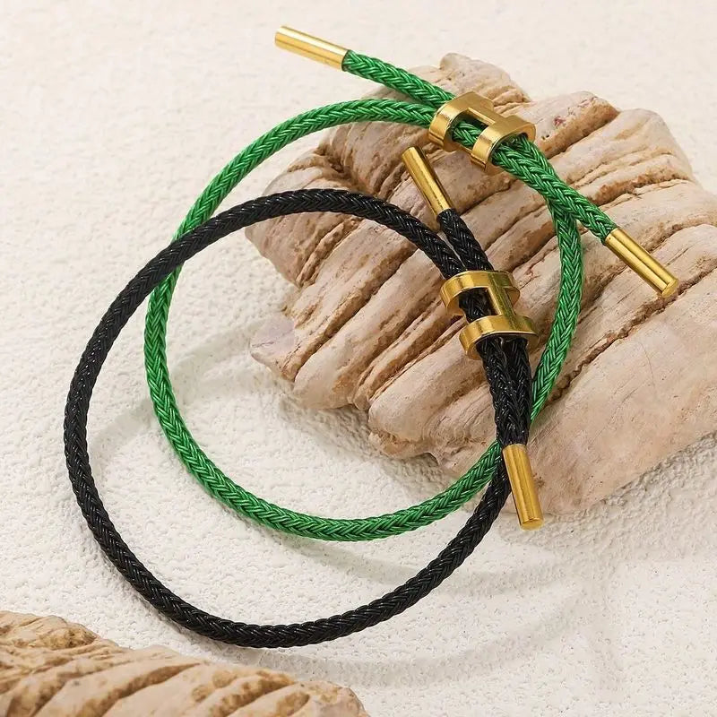 G&D Edelstahl vergoldetes einfaches H-förmiges verstellbares Hartseil-Armband, geeignet als Geschenk für den täglichen Gebrauch von Damen und Herren
