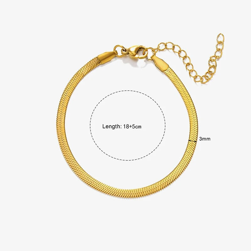 Heiße klassische Unisex flache Schlangenkette Halsband Halskette für Frauen Edelstahl Fischgrätenmuster Gold Silber Farbe Modeschmuck Geschenk