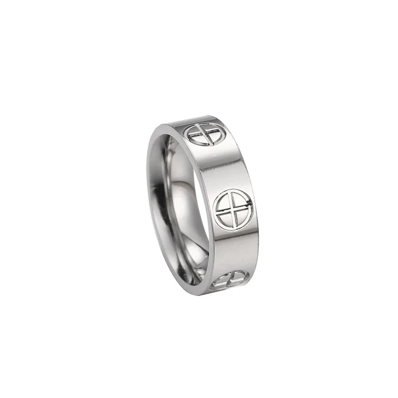 Luxusmarke, klassisches Kreuz mit Stein, Edelstahlring für Mädchen und Frauen, Paarringe für Hochzeit, Geburtstag, Geschenk, verblasst nicht