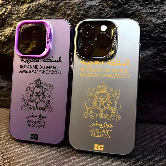 Marokko-Reisepass-Handyhülle für iPhone 16, 15, 14, 13, 12, 11, Pro Max Plus – farbenfrohe, weiche TPU-Rückseite mit Farbverlauf