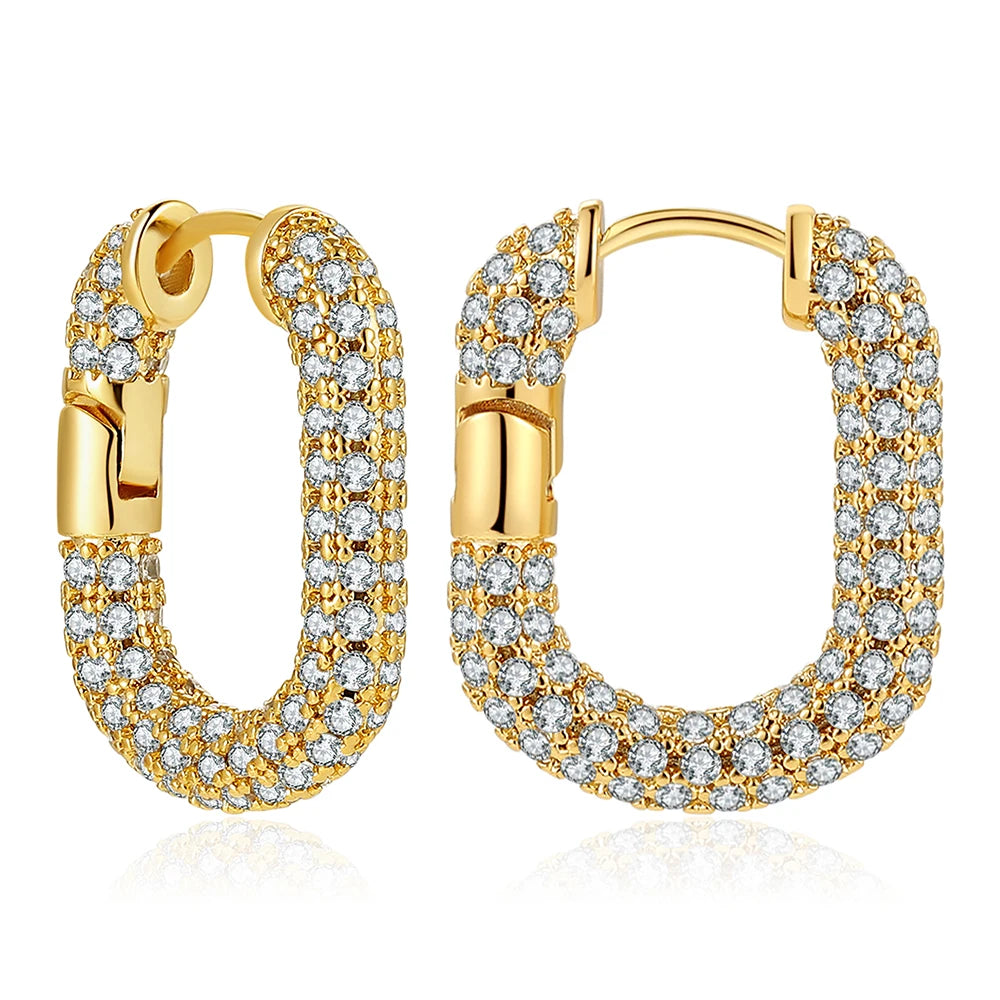 Mode CZ Zirkon Runde Huggie Creolen für Frauen Geometrische U Form Ohr Schnalle Hoops Vergoldet Edelstahl Schmuck