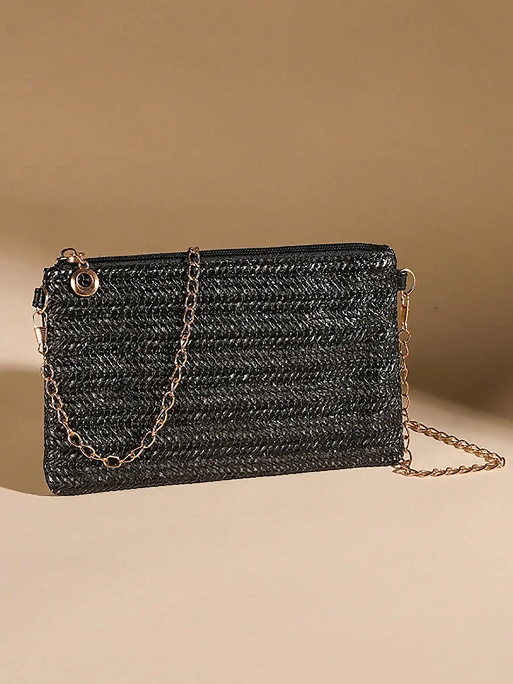 Neue kleine quadratische Tasche aus Strohgewebe, einfache und modische Handytasche mit Kette, kleine, leichte und vielseitige Mini-Umhängetasche