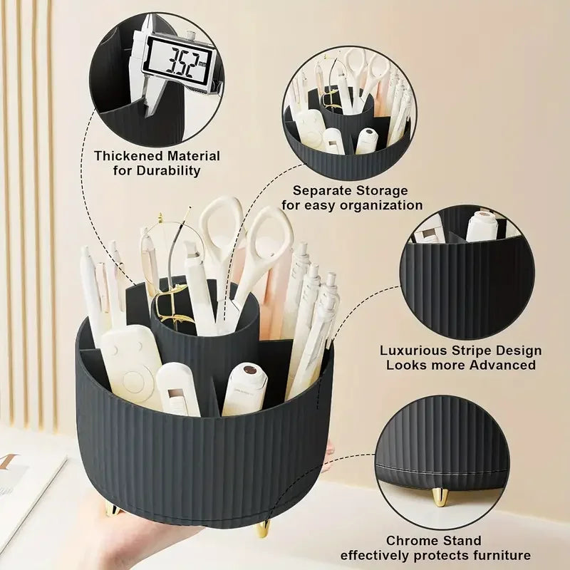 360 °   Rotierender 5-Slot-Make-up-Pinselhalter, Organizer, multifunktionale Schreibtischaufbewahrung, Kosmetikaufbewahrung für Waschtisch, Schreibtisch, Badezimmer