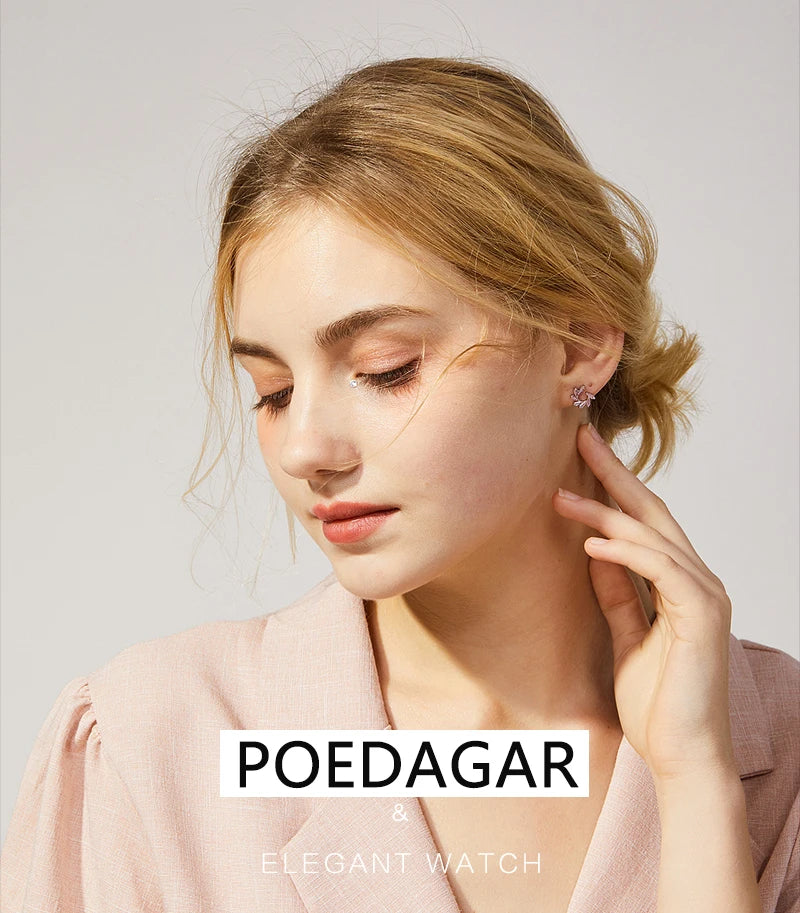 POEDAGAR Frauen Uhr Neue Mode Luxus Edelstahl Armbanduhr Armband Einfache Rose Gold Wasserdicht Leucht Damen Uhren