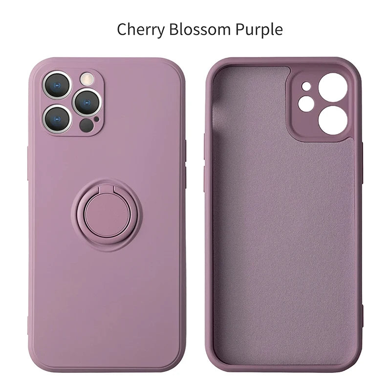 Flüssiges Silikon, magnetische Halterung, Ring-Telefonhüllen für iPhone 15 14 13 12 11 Pro Max Mini X XS XR 8 7 Plus, stoßfeste Rückseite
